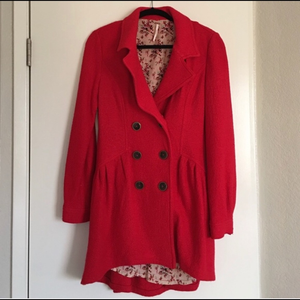 Free people red coat pea coat